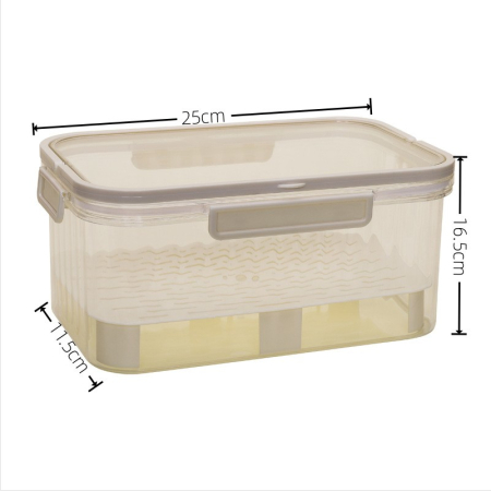 Cutie de Depozitare Portabila, , cu Separator pentru Gheata si Scurgere, Mentine Rece, Caserola Pranz, 25x16.5x11.5 cm, Gri/Transparent [6]