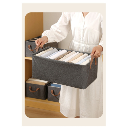 Cutie de Depozitare Tip Cos, , Material Textil, Pliabila, 47x30x25 cm, 35 l, Cadru Metalic, cu Manere, Gri [3]