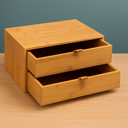 Cutie depozitare 5Five cu 2 sertare, bambus, 25x20x14 cm, natur [5]