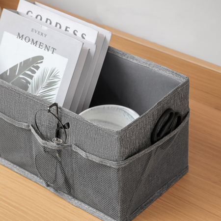 Cutie Depozitare cu Cadru Metalic, , pentru Bucatarie, snacksuri, pliabila din poliester Oxford, 30 x 15 x 15 cm Gri [3]