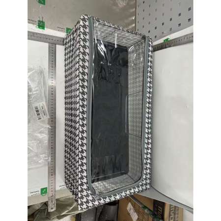 Cutie Depozitare cu Cadru Metalic, , pentru Incaltaminte, Haine, Lingerie, Fermoar Calitativ, Fereastra Transparenta, Manere Laterale, 60 x 30 x 16 cm, Alb Negru [1]