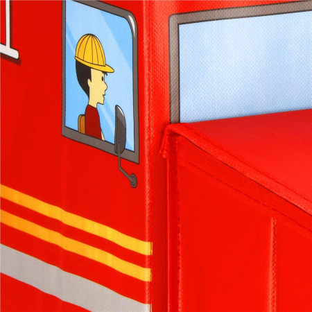 Cutie depozitare jucarii, pliabila cu capac, model masina pompieri, 32x26x56cm, alb [11]