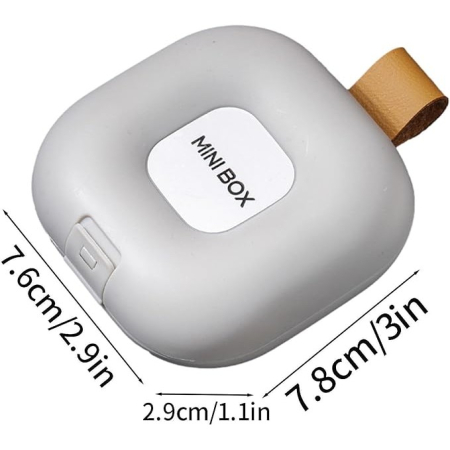 Cutie Depozitare Medicamente, , 4 Compartimente, Inchidere Etans, Portabila, Patrat, Alb/Gri, PP, 7.6x2.9x7.8 cm [3]