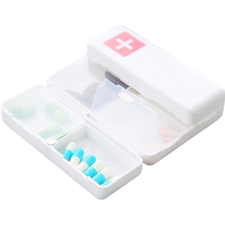 ✨TOATE PRODUSELE✨ - Cutie depozitare medicamente, 7 compartimente sigilate individual, pliabila, portabila, , Alb/Rosu