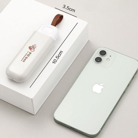 Cutie Depozitare Medicamente, , Portabila, 3 Compartimente, Tip Breloc, Plastic, Glisanta, Alb, 10.7x3.6x1.6 cm [3]