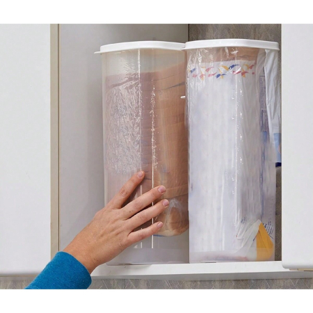 Cutie Depozitare Paine, , din Plastic, 34 x 13 cm, Pastreaza Prospetimea, Capac Alb [2]