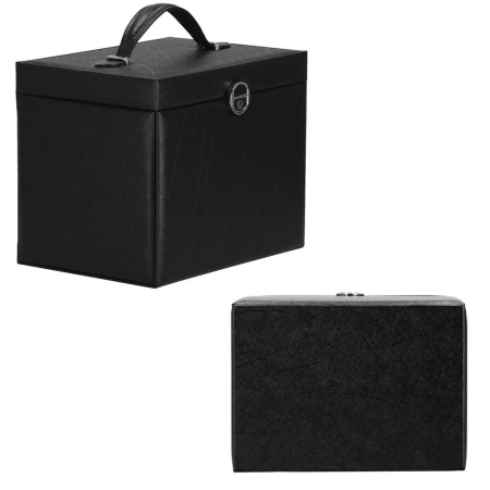 Cutie depozitare si organizare bijuterii, piele ecologica + velur, 26 x 21,5 x 19 cm, negru [6]