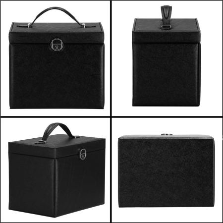 Cutie depozitare si organizare bijuterii, piele ecologica + velur, 26 x 21,5 x 19 cm, negru [33]