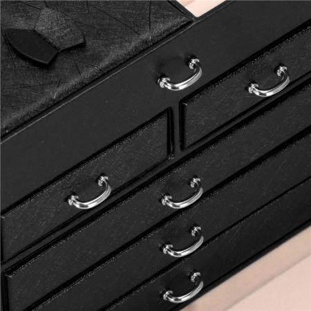 Cutie depozitare si organizare bijuterii, piele ecologica + velur, 26 x 21,5 x 19 cm, negru [25]