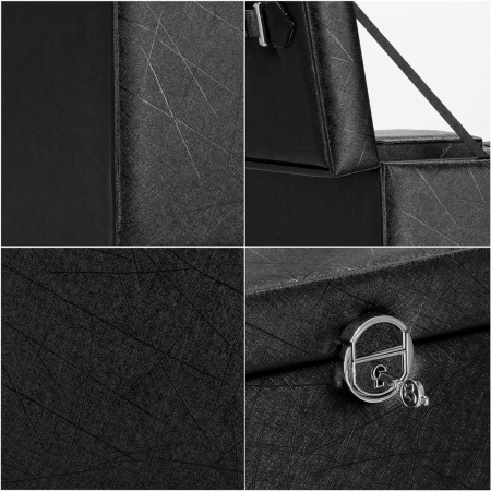 Cutie depozitare si organizare bijuterii, piele ecologica + velur, 26 x 21,5 x 19 cm, negru [3]
