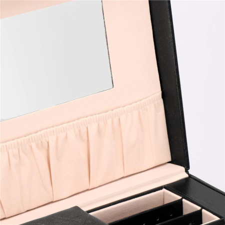 Cutie depozitare si organizare bijuterii, piele ecologica + velur, 26 x 21,5 x 19 cm, negru [26]