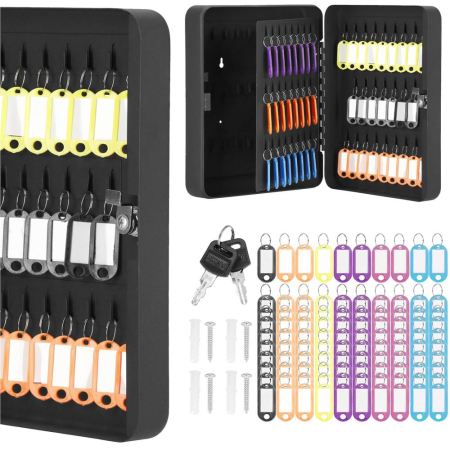 Cutie metalica din otel pentru 100 chei, echipata, 30x24x7cm, neagra [13]