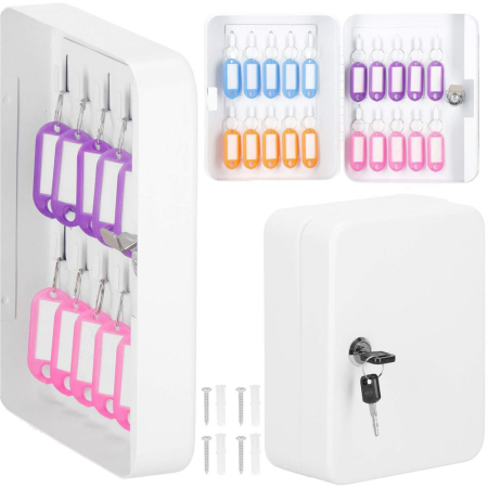 Cutie metalica din otel pentru 20 chei, echipata, 20x16x7.5cm, alba [6]