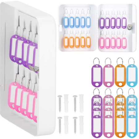 Cutie metalica din otel pentru 20 chei, echipata, 20x16x7.5cm, alba [5]