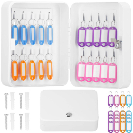 Cutie metalica din otel pentru 20 chei, echipata, 20x16x7.5cm, alba [4]