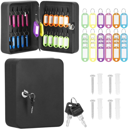 Cutie metalica din otel pentru 30 chei, echipata, 20x16x7.5cm, neagra [5]