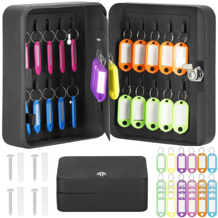 Cutie metalica din otel pentru 20 chei, echipata, 20x16x7.5cm, neagra [6]