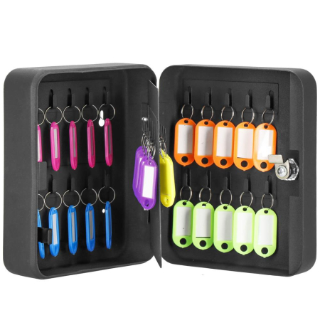 Disponibil livrare locker S - Cutie metalica din otel pentru 30 chei, echipata, 20x16x7.5cm, neagra