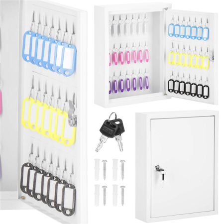 Cutie metalica din otel pentru 42 chei, echipata, 35x27x8cm, alba [11]