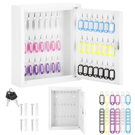 Cutie metalica din otel pentru 42 chei, echipata, 35x27x8cm, alba [10]