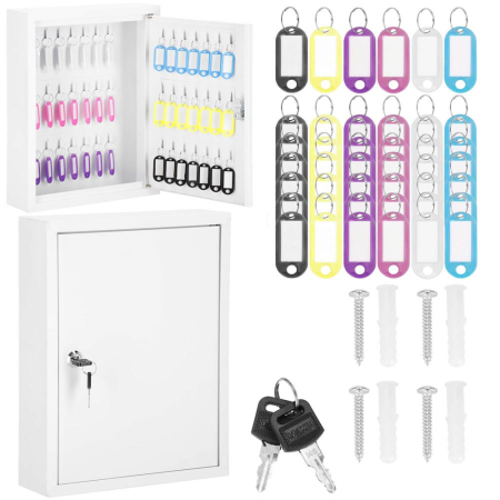 Cutie metalica din otel pentru 42 chei, echipata, 35x27x8cm, alba [9]