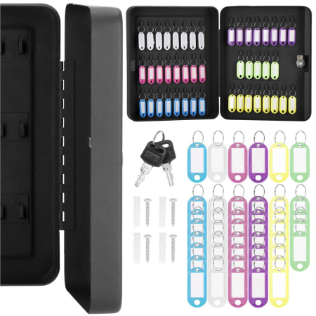 Cutie metalica din otel pentru 48 chei, echipata, 30x24x7.5cm, neagra [12]