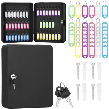 Cutie metalica din otel pentru 48 chei, echipata, 30x24x7.5cm, neagra [10]