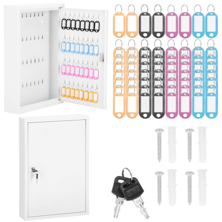 Cutie metalica din otel pentru 64 chei, echipata, 45x30x8cm, alba [9]