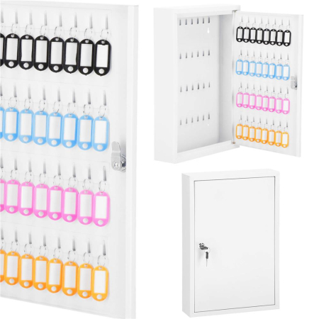 Cutie metalica din otel pentru 64 chei, echipata, 45x30x8cm, alba [11]