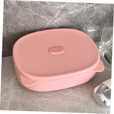 Cutie Organizatoare cu Oglinda, , 4 Compartimente, pentru Cosmetice si Accesorii, din ABS, 17x13x6 cm, Roz [6]