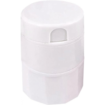 ✨TOATE PRODUSELE✨ - Cutie Pastile Multifunctionala, , 4 in 1, Pahar Apa, Taiere, Sfaramare, Depozitare, Compact, ABS cu Lama din Inox, Alb, 8.7x6.2x4.1 cm