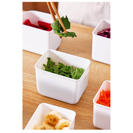 Cutie pentru Depozitare Alimente, , 8 Compartimente cu Capac, Material PET+PP, 29 x 20 x 9 cm, Alb/Transparent [6]