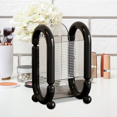 Cutie pentru Depozitare Cosmetice, , pentru Pensule, Creioane si Buretei, 4 Compartimente, din Plastic, 12 x 10 x 20 cm, Negru [2]