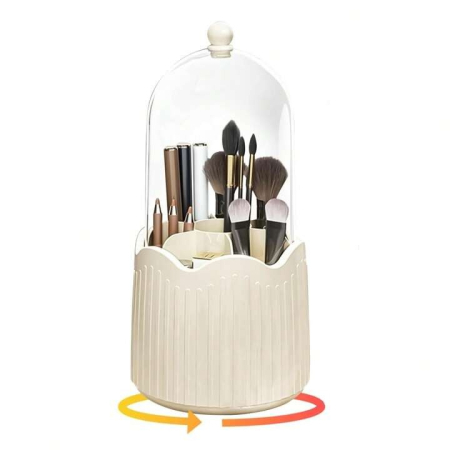 ✨TOATE PRODUSELE✨ - Cutie pentru Depozitarea Pensulelor de Machiaj, , Rotativa, Plastic, 36 cm x 13 cm, Bej