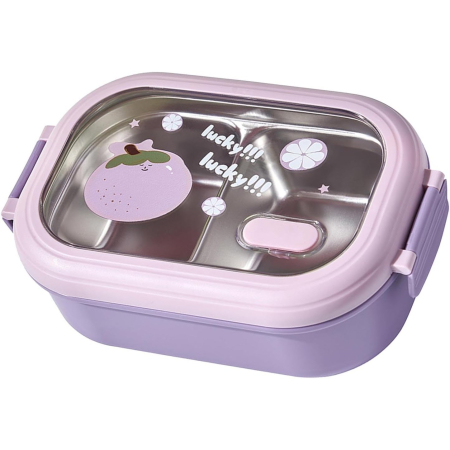 Cutie pentru Pranz sau Gustari, , cu Doua Compartimente, pentru Copii si Adulti, Etansare, PP, Perfect pentru Scoala si Birou, 1000 mL, 22.5x14.5x8 cm, Mov [4]