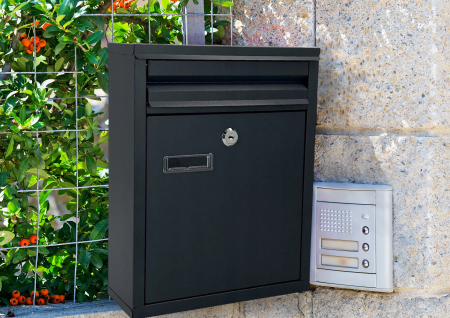 Cutie postala de exterior, pentru gard sau perete, din otel zincat, cu incuietoare, 32x8x25cm, gri inchis [2]