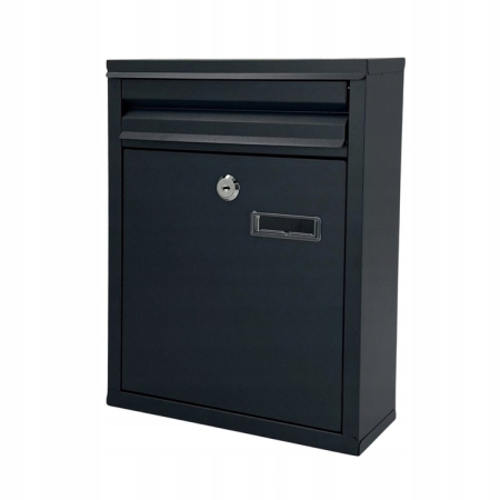 Cutie postala de exterior, pentru gard sau perete, din otel zincat, cu incuietoare, 32x8x25cm, gri inchis [5]