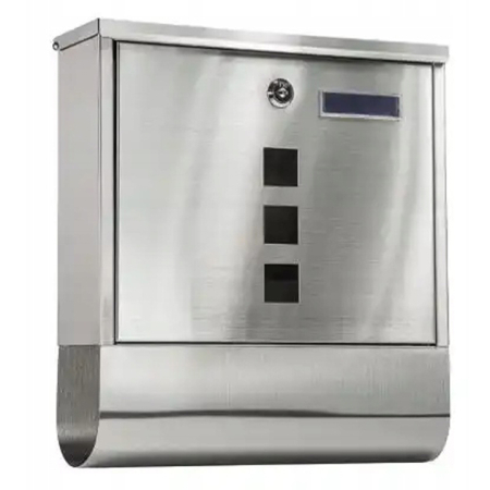 Disponibil livrare locker S - Cutie postala de exterior, pentru gard sau perete, din otel zincat, cu incuietoare, 37x11x37cm, gri argintiu