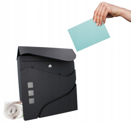 Cutie postala de exterior, pentru gard sau perete, din otel zincat, cu incuietoare, 37x11x37cm, gri inchis [3]