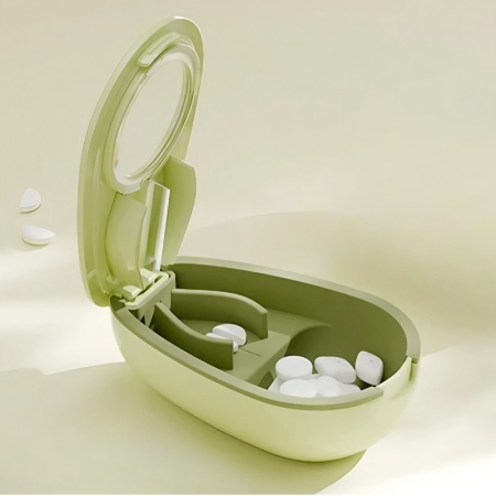 Cutie Taiat Pastile si Depozitare Medicamente, , Galbena, 8x5x2.65 cm, Compacta si Portabila, Ideala Pentru Calatorii [2]