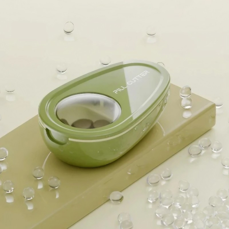 Cutie Taiat Pastile si Depozitare Medicamente, , Verde, 8x5x2.65 cm, Compacta si Portabila, Ideala Pentru Calatorii [3]