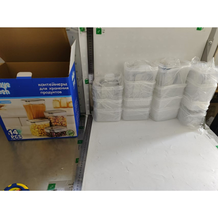 Cutii de depozitare alimente, , Set din 15 Cutii pentru Condimente, Cereale, Cutii pentru Bucatarie, din Plastic PP, Cutii Alimentare, Diferite Dimensiuni, Transparente [6]