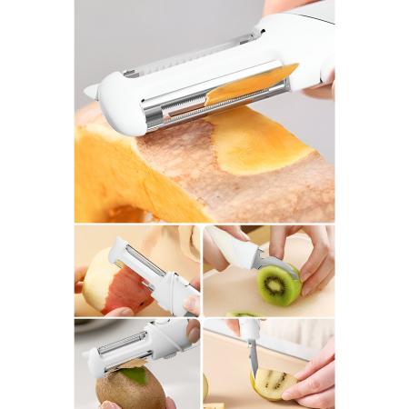 Cutit de Fructe Multifunctional, , Razatoare, Curatator Fructe-Legume, Deschizator de Sticle, 18.1x3.8x2cm, Alb [5]