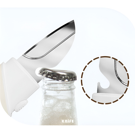 Cutit de Fructe Multifunctional, , Razatoare, Curatator Fructe-Legume, Deschizator de Sticle, 18.1x3.8x2cm, Alb [9]