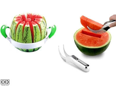 Cutit Feliator 2in1 cu Functie de Cleste, pentru Taiat si Servit Pepene Rosu si Galben, Inox, 22 cm, Premium [6]