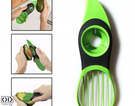 Cutit Feliator 3in1 pentru Avocado, Ustensila Premium cu 3 Functii, PVC, 20cm, Verde [8]