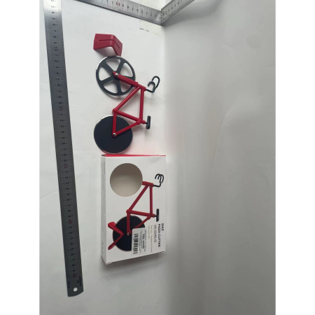 Cutit pizza creativ , in forma de bicicleta, cu suport pentru cutit, 19 x 12.5 cm, otel/PP, negru [6]