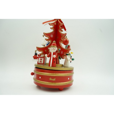 Cutiuta muzicala decorata de Craciun, Bradut, Rosu, din Lemn, 12 cm x 22 cm, Interior,  [6]