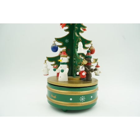 Cutiuta muzicala decorata de Craciun Bradut, Verde, din Lemn, 12 cm x 22 cm, Interior,  [1]