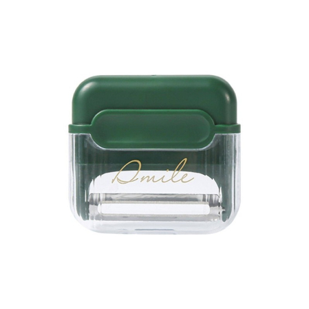✨TOATE PRODUSELE✨ - Decojitor/Curatator manual de legume si fructe, , portabil, cu magnet, doua lame, Inox, Verde, 6.7x6x1.6 cm